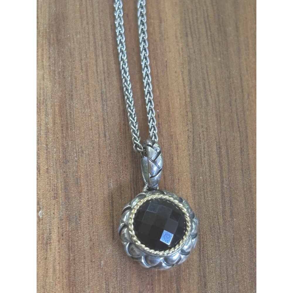 EFFY BH Sterling Silver 18K Gold Smokey Quartz Pendant 18" Necklace